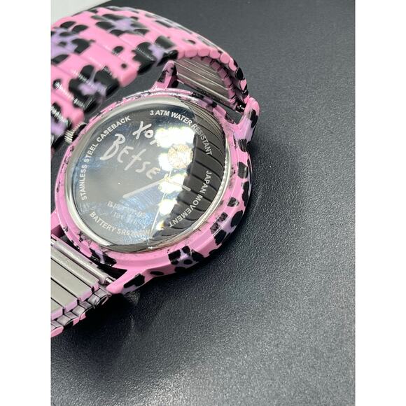 Betsey Johnson Betsey Time Leopard Lover Watch Pink Purple Black Stretch Band - Picture 4 of 8